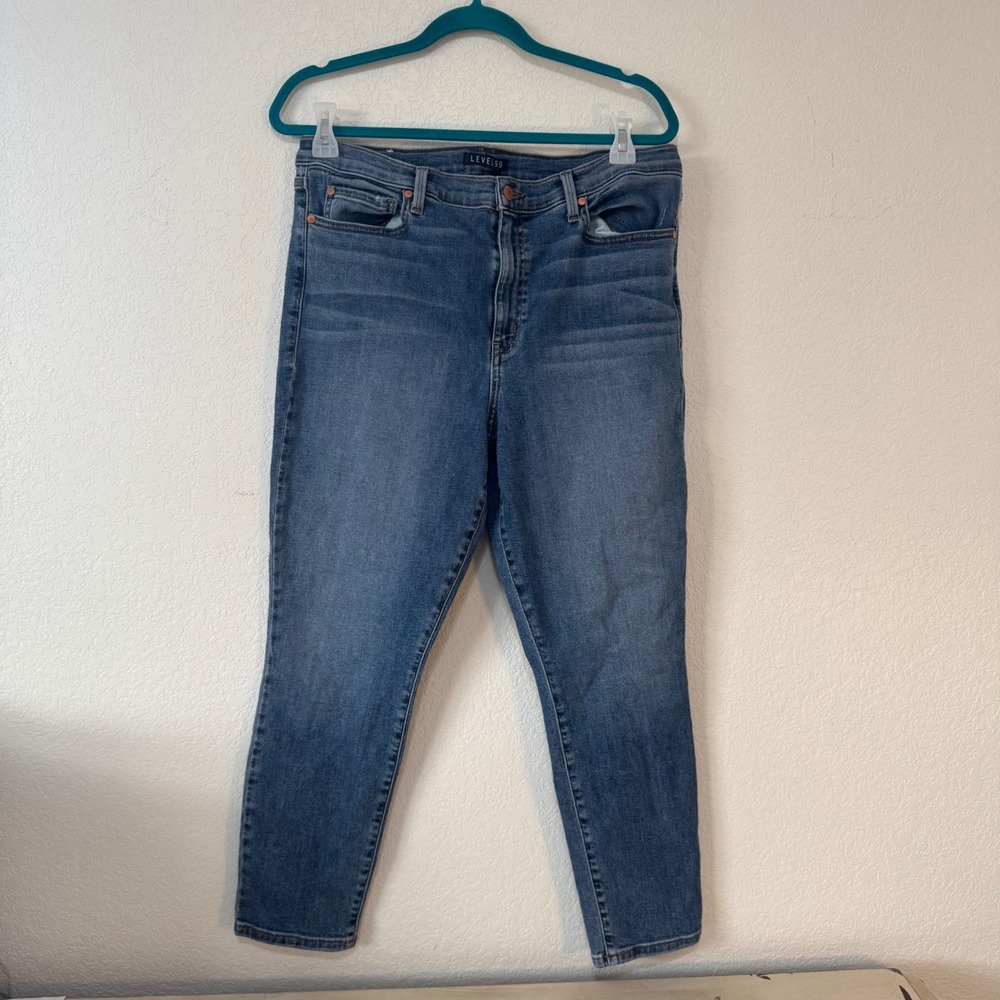 LEVEL 99 Womens Jeans High Rise Straight‎ Leg Medium Wash Size 16 34